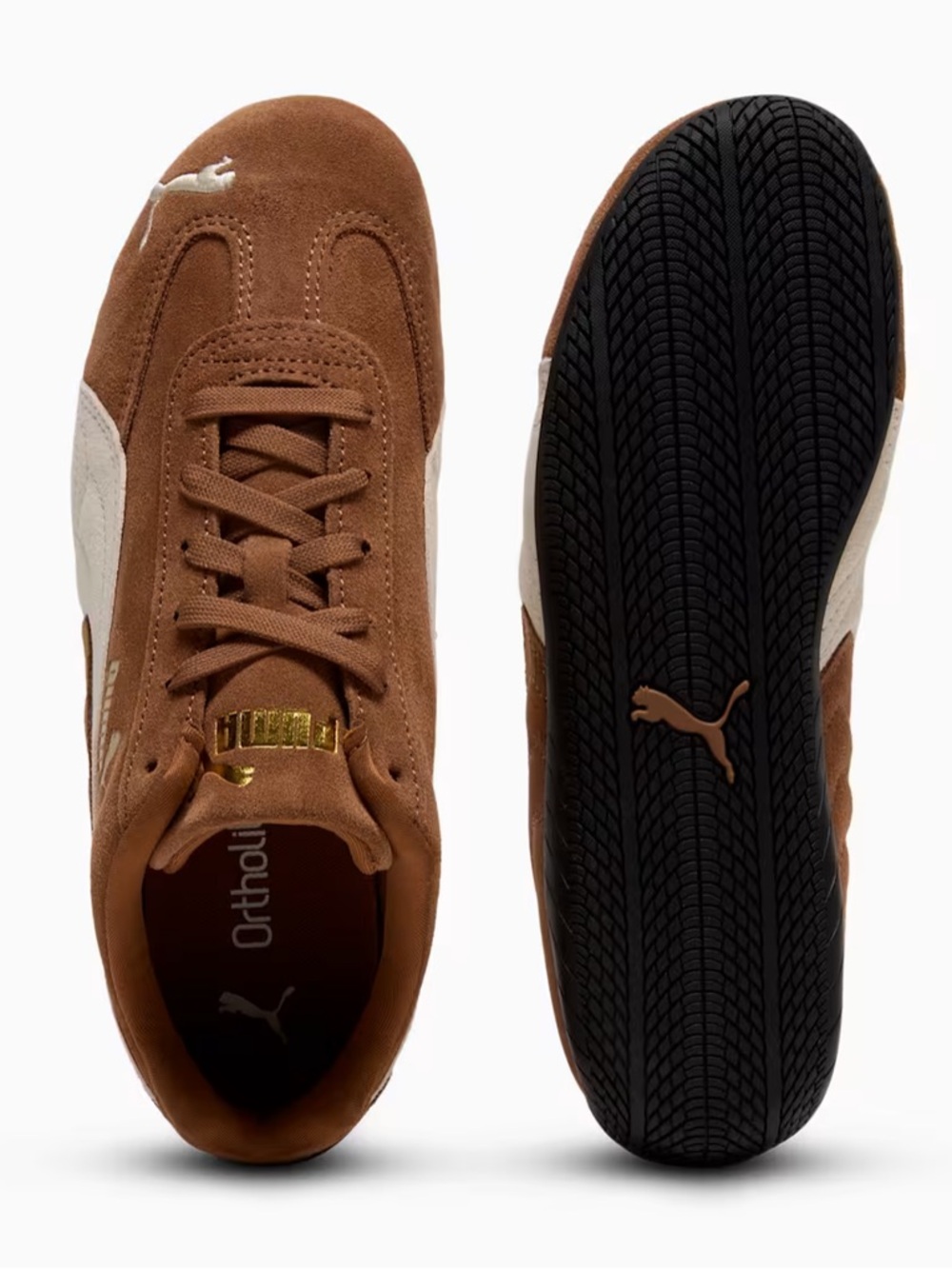 Puma Speedcat OG Suede Sneakers in Brown and Cream - Picture 4 of 10